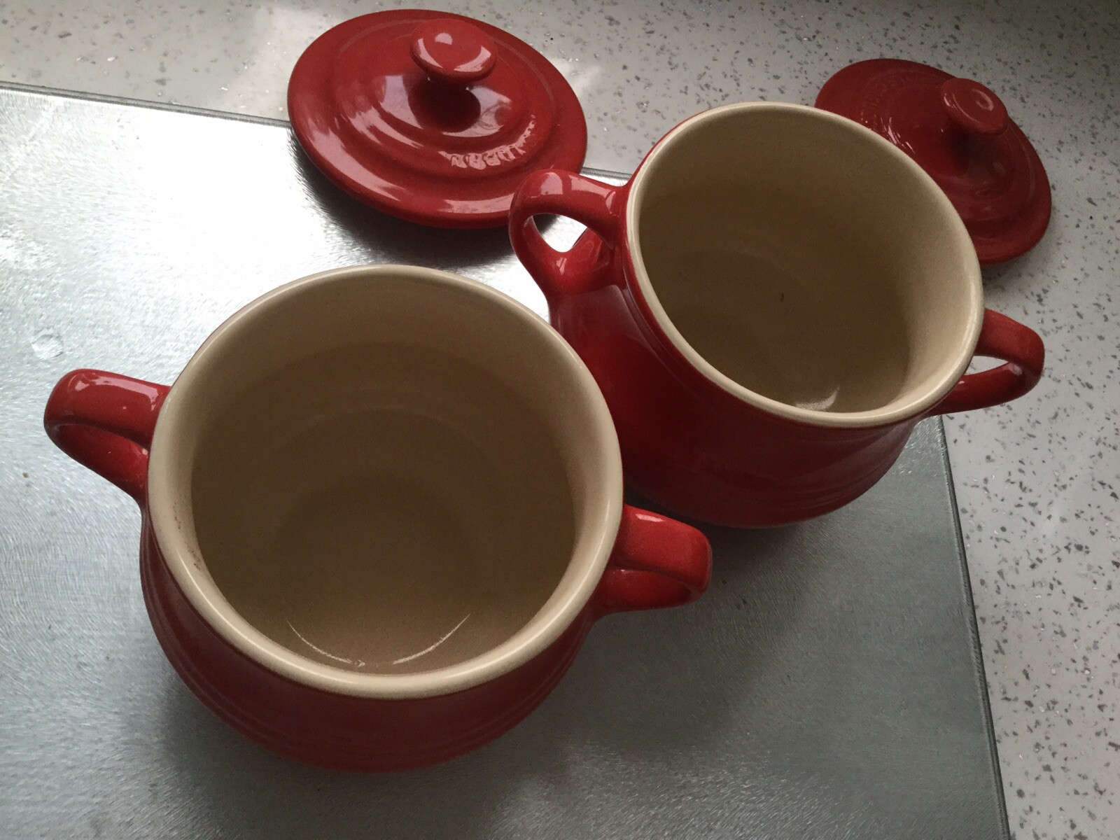 Le Creuset Red Stoneware Lids Soup Bowl Large 16oz X 2 New eBay