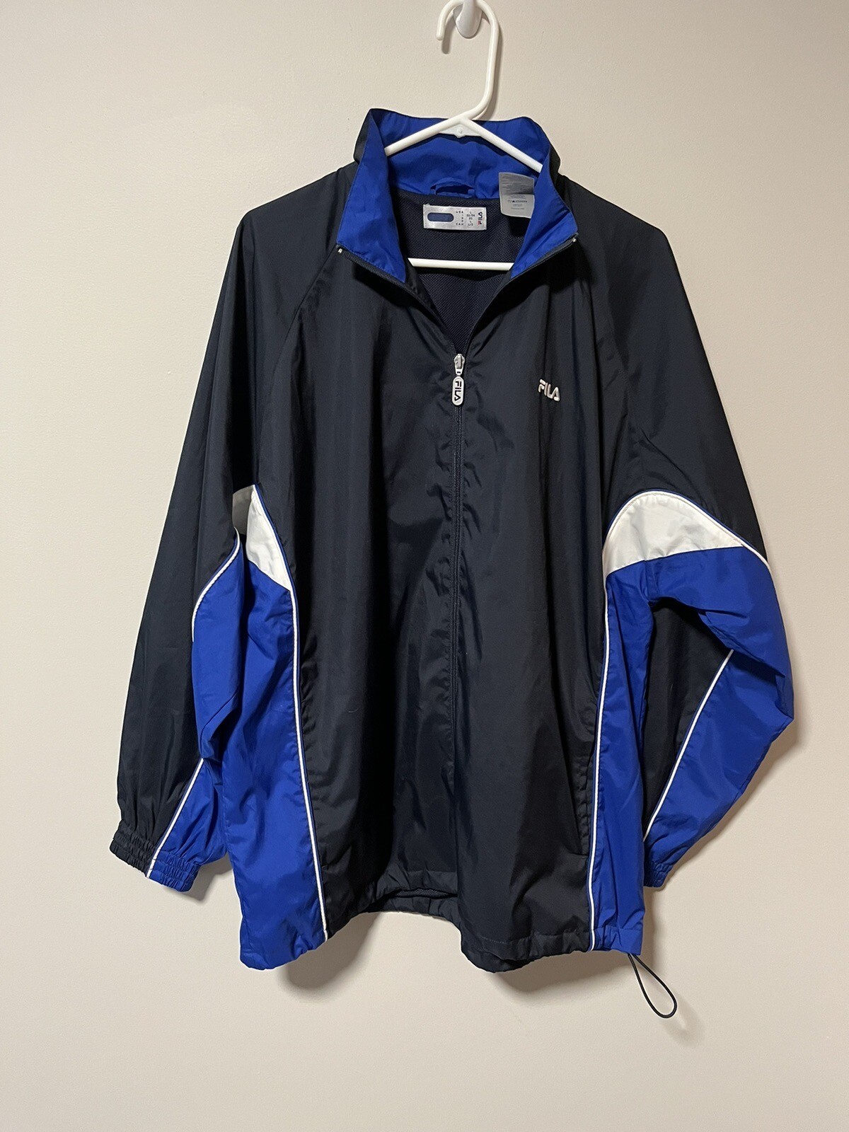 Giacca frangivento europea da uomo FILA cappotto blu bianco taglia L (52 54)