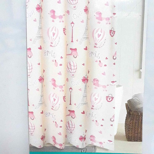 Parisian Poodle Eiffel Tower Pink Shower Curtain 72 X New Peva Novelty