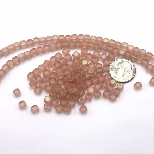 Vintage 1970s Pink Czech Glass Cube Beads (4mm) (PCG45) - Picture 7 of 7