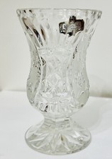 Kristal Zajecar Vase 24% Lead Crystal Cut Glass NOS Frosted Panels Vintage