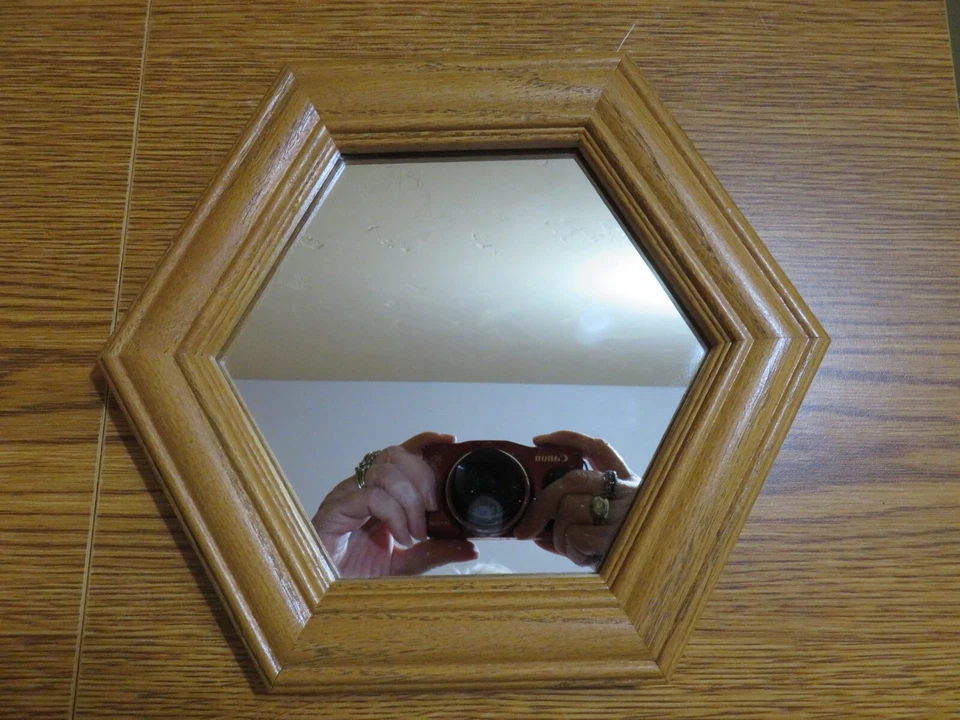 PAIR OF WOOD HEXAGON MIRROR 8 X 8 X 8" - Image 2 of 3