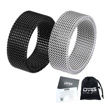 Anello acciaio maglia retina inox Uomo donna milanese regalo argento nero