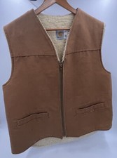 Vintage Carhartt 6SVT Sherpa Lined Duck Hunting Vest USA Made Size XLT Brown