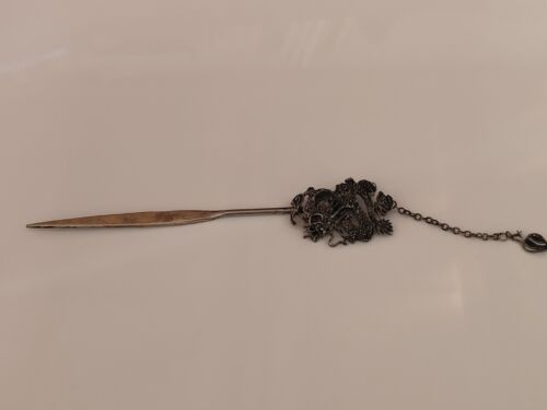 Collection ancienne épingle à cheveux dragon chinoise argent faite à la main épingle à cheveux décoration de cheveux - Photo 1/9