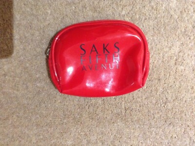 Saks Fifth Avenue ~ New York, rot Kunststoff Logo Kosmetik Make-up Tasche kleine Größe 