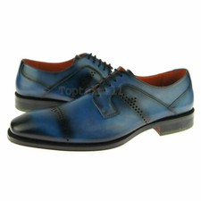 Handmade Men's Leather Oxfords Premium Rounded Toe Burnished Blue Shoes-701