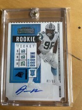 Derrick Brown 2020 Panini Contenders Rookie Ticket Stub Die-Cut Rc Auto /95