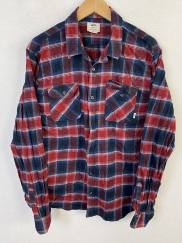VANS Red Flannel Shirt Long Sleeve Button Down Col