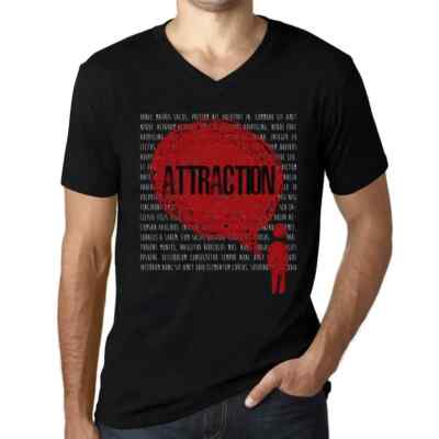 Herren Grafik T-Shirt V-Ausschnitt Gedanken Anziehung   Thoughts Attraction