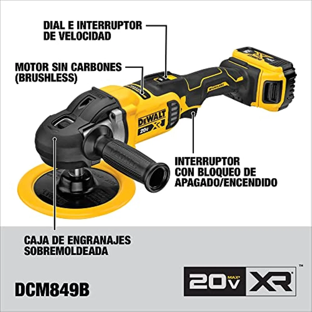 DEWALT 20V MAX XR Cordless Polisher Rotary Variable Speed 7 Inch 180 mm