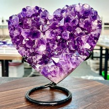 5.65LB Natural Brazilian amethyst hand cut heart-shaped decoration