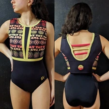 GK Katelyn Ohashi Gymnastics Leotard Centered Confidence Multi Printed Size AS