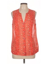 CAbi Women Orange Sleeveless Blouse L