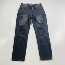American Eagle Mom Jeans Black Distressed Women  s Size 6