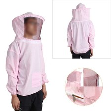 1x Polyester Cotton Pink Beekeeping Jacket Veil Bee Keeping Hat Sleeve Suit