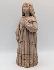 Native American Indian Woman Girl Hand Carved Statue 7" Figure VTG Vintage 90s