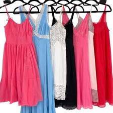 Lot of 7 Vintage Lingerie Lace Trim Slips Nightgowns Size 36 Small