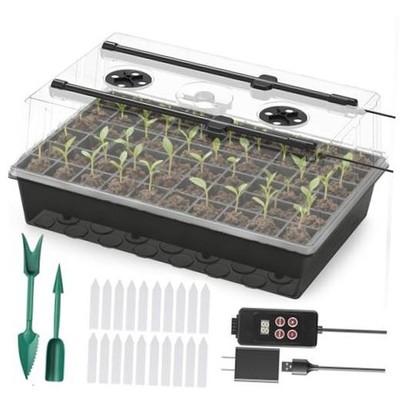 60-Cell Self-Watering Seed Starter Tray with Grow Light, Upgraded 1 24H 60 cell