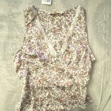 Thread & Thrift Multicolor Floral V-Neck Slee...