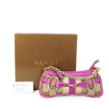 Gucci Horsebit GG tela pelle catena marsupio accessori borsa beige charm usato