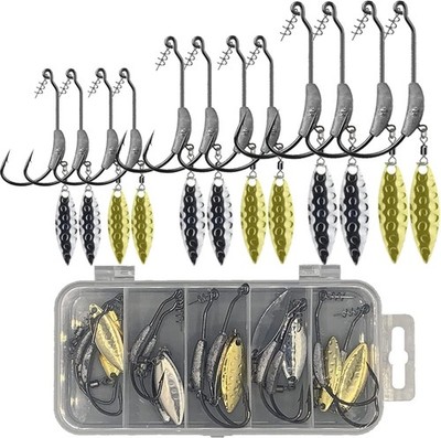Offset Haken Set 12 TLG. Mit Gewicht, Spinnerblatt und Twist Lock | 2g 3g 5g