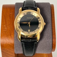 ⭐️3 GUCCI 5100M Brown Leather 33mm Gold DIAL VINTAGE WATCH #Y-68