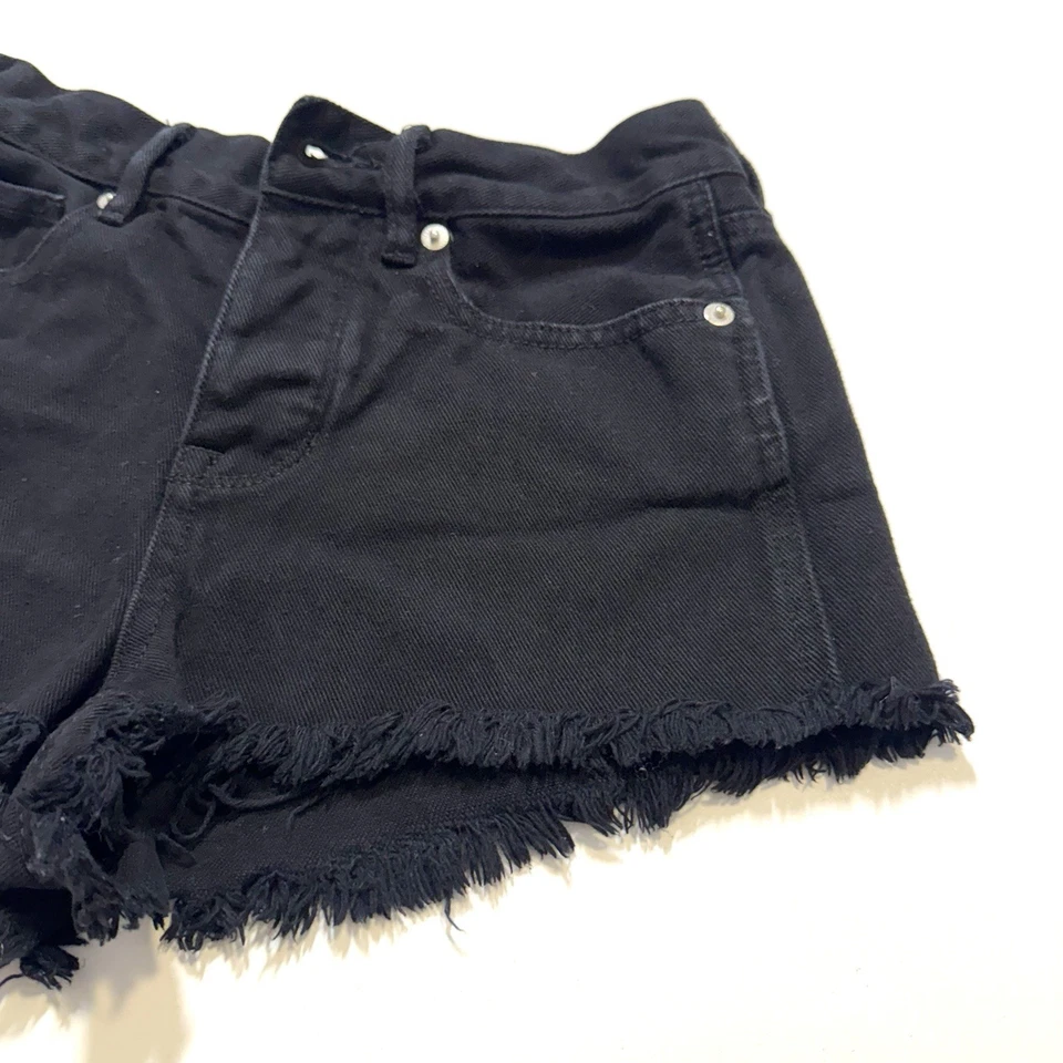Pantalones Cortos de Jean Brandy Melville Negros Denim Botón Mosca Dobladillo Crudo Corte Para Mujer’s 24 Foto 3 de 4