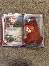 Ty Beanie Baby McDonalds Dinosaur Trio Rex The T-Rex Beanie Baby Rare New/Sealed