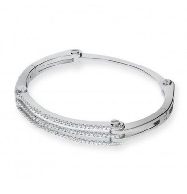 Micro Pave aufklappbarer Sterling Silber Armreif luxuriöse Verpackung Punze