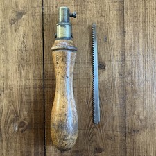 Vintage Pad Saw Key Hole Saw Brass Steel & Wood