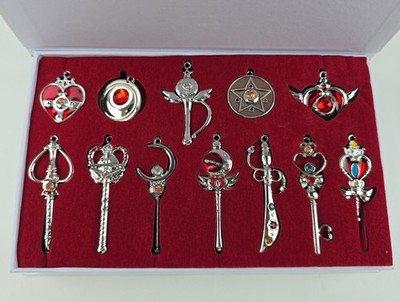 Sailor Moon Pendant Charm Set 12 Pieces Moon Stick w/ chain new in box