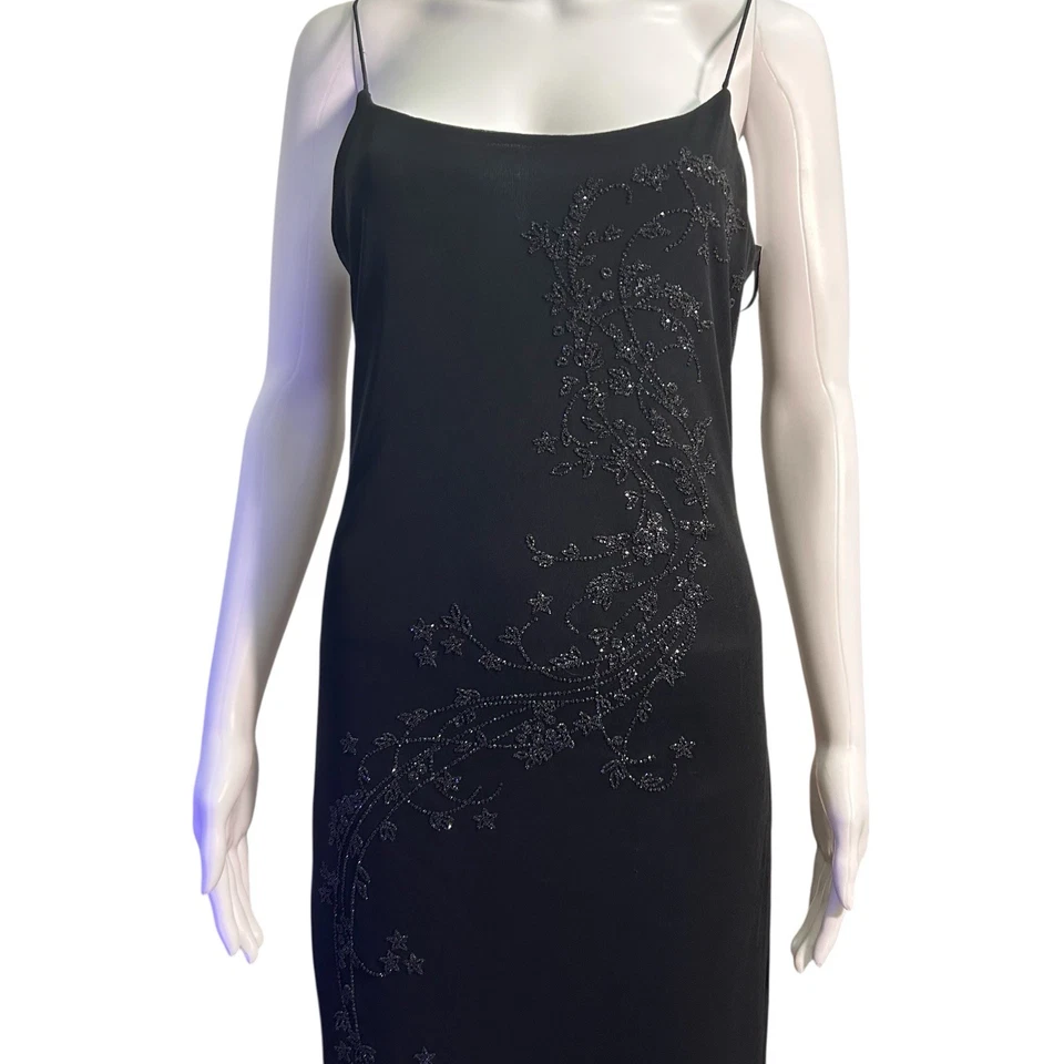 Vestido sin mangas vintage Byer Too midi con cuentas de hadas talla M negro de gasa Y2K Foto 3 de 4