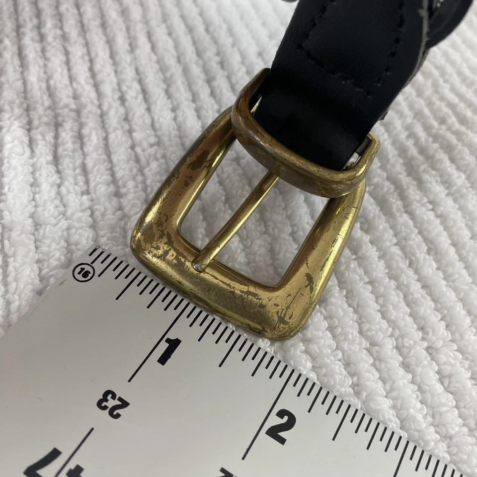 Braided Leather Belt Mens 2XL Black Woven Brass Square Buckle Genuine Leather - Image 3 of 4