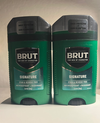 BRUT SIGNATURE Deodorant Anti Perspirant Solid Stick Oval LOT OF 2 Exp. 8/2026