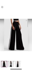 NEW NWT Alice + Olivia Nessi Wide Leg Pants In Black with side stripe SIZE 6