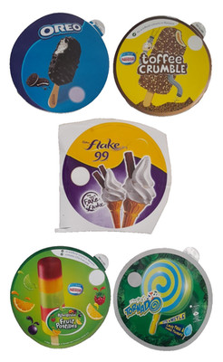 SET 5x CADBURY NESTLE ROWNTREES OREO VERSCHIEDENE EISWAGEN AUFKLEBER NOS
