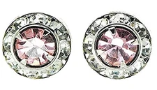 Finishing Touch Medium Rondelle Stone Show Earrings - Light Pink - Silver Finish