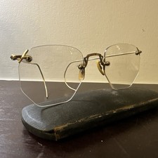 Vintage American Optical Eyeglasses 1/10 12K GF AO Gold Full Rim Frames Cable