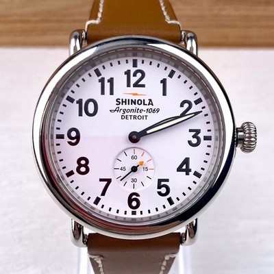 Shinola The Runwell 41mm White Dial Leather Strap Argonite 1069