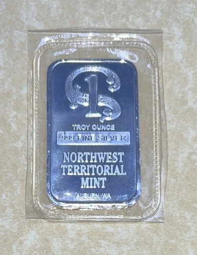 UNOPENED NORTHWEST TERRITORIAL MINT ONE TROY OUNCE .999 FINE SILVER BAR SEALED