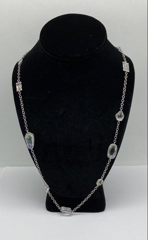 Kendra Scott Silver Tone Rectangular Clear Quartz… - image 1