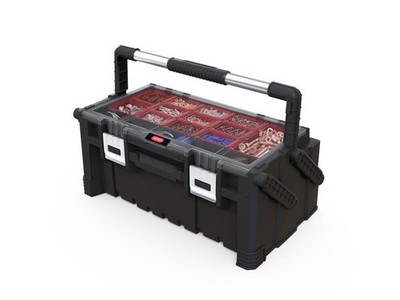 22'' Heavy Duty Portable Red Black Cantilever Tool Box Storage w/ Removable Bins