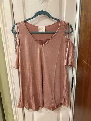 NWOT Ella Mara Womens Peek A Boo Sleeves Size L Dusty Rose Color SKU TR28