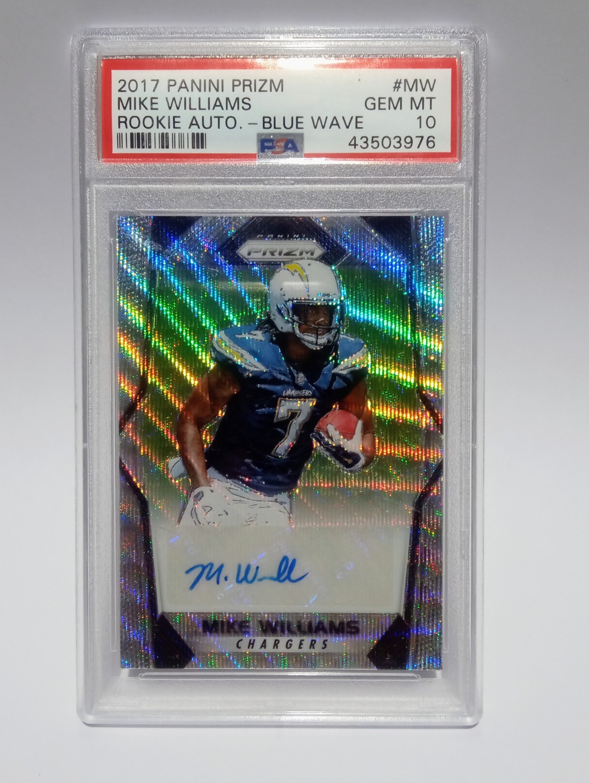 Mike Williams 2017 Panini Prizm Blue Wave Rookie Auto 083/149 PSA 10 GEM MT