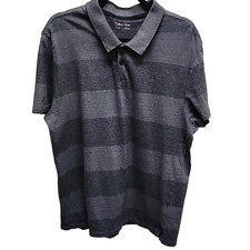 Calvin Klein XL Gray Black Striped Men's Polo Shirt Short Sleeve 100 Cotton