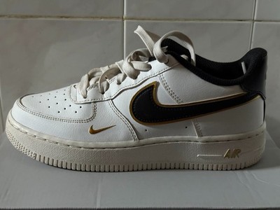 Size 4y - Nike Air Force 1 '07 LV8 Metallic Swoosh Pack - White Metallic Gold