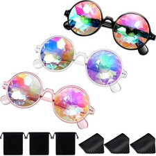 3 Pack Kaleidoscope Rave Glasses Diffraction Rainbow Sunglasses