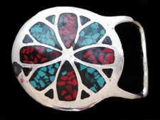 NA23125 VINTAGE 1970s STAR SOUTHWESTERN DESIGN BELT BUCKLE