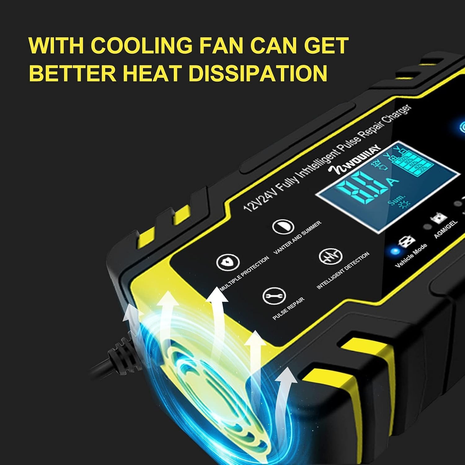 Caricabatterie Auto Intelligente, Completamente Intelligente con Display Lcd 12v/24v 8A - Miniatura 3